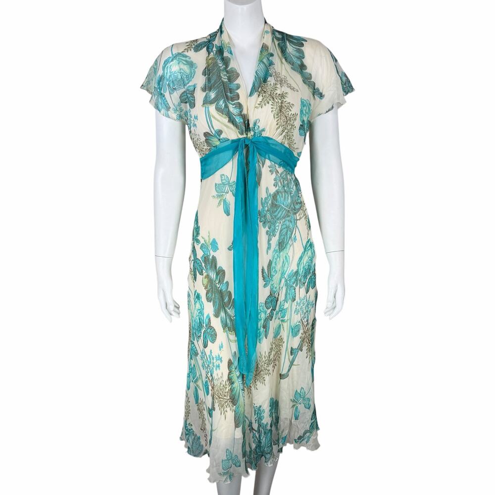 Jonathan Martin Silk Bias Midi Dress Sz 6 Y2K Fairy Whimsigoth Ethereal Floral